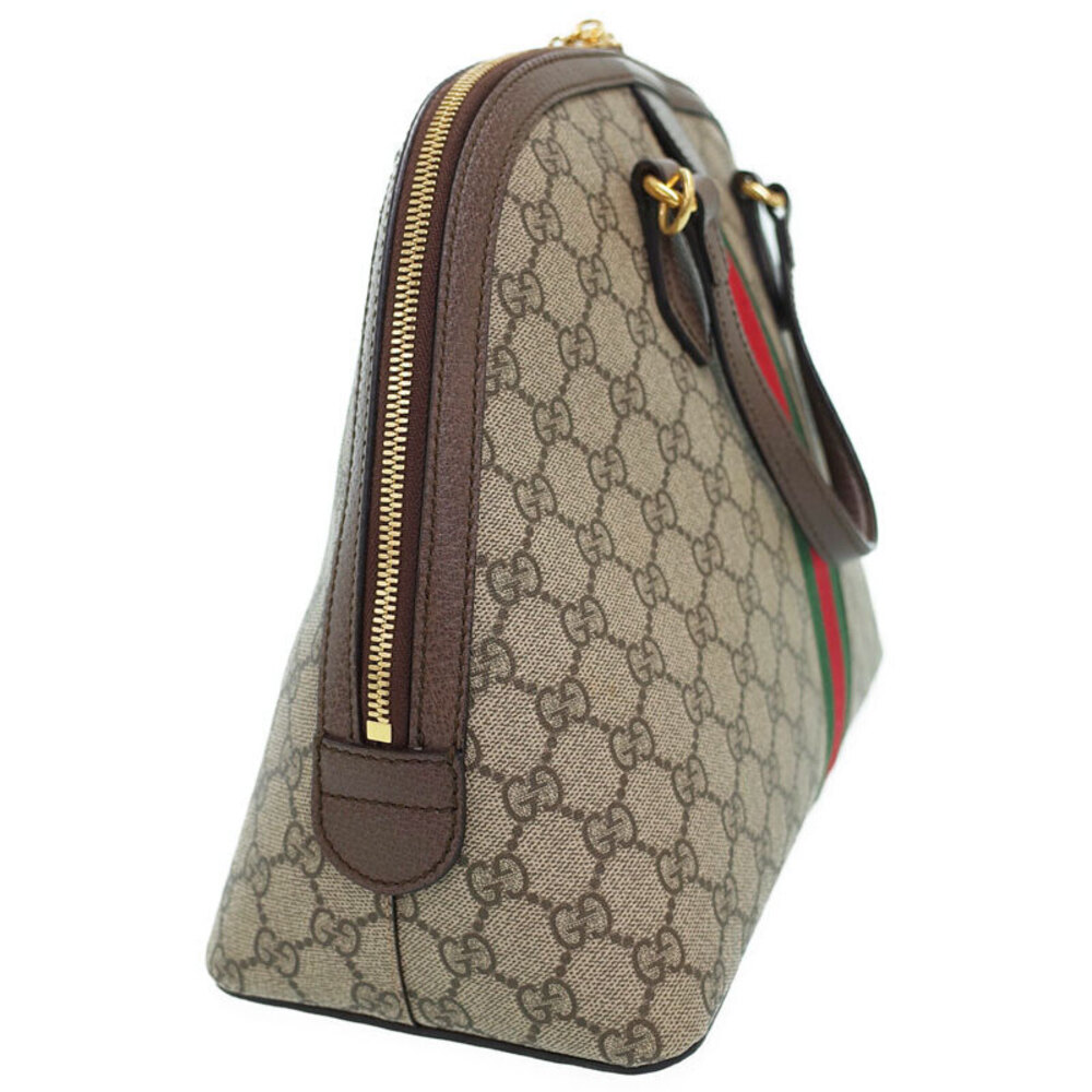 Gucci Supreme Ophidia ebony GG Web brown handle beige leather bag top